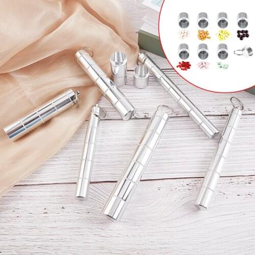 Aluminum Alloy Pill Case Medicine Tablet Dispenser Organizer Pill Box Outdoor Mini Storage Container Convenient with Keychain
