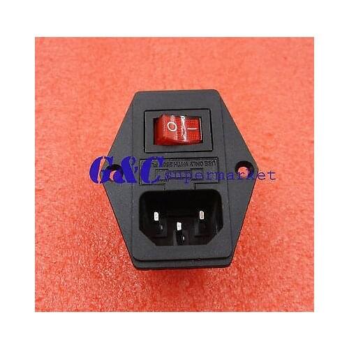 Black Red AC 250V 10A 3 Terminal Power Socket with Fuse Holder diy electronics