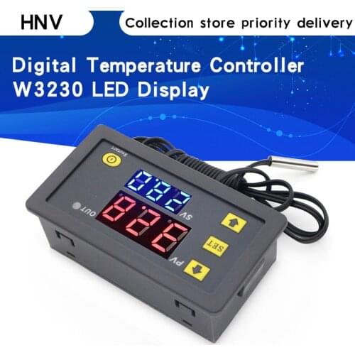 W3230 DC 12V 24V 110V 220V AC Digital Temperature Controller LED Display Thermostat With Heating Cooling Switch NTC Sensor