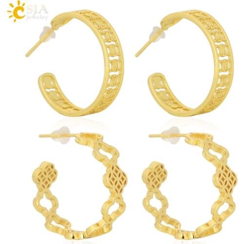 CSJA Twisted Golden Copper Metal Earrings for Girl Unusual Piercing Earrings Fashion Jewelry 2021 Boucle Oreille Femme Luxe S790