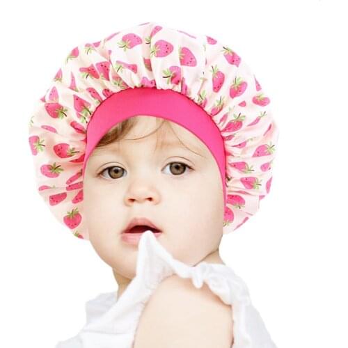 Cotton Printed Childrens Round Hat Elastic Wide Brim Baby Nightcap Hair Protection Hat