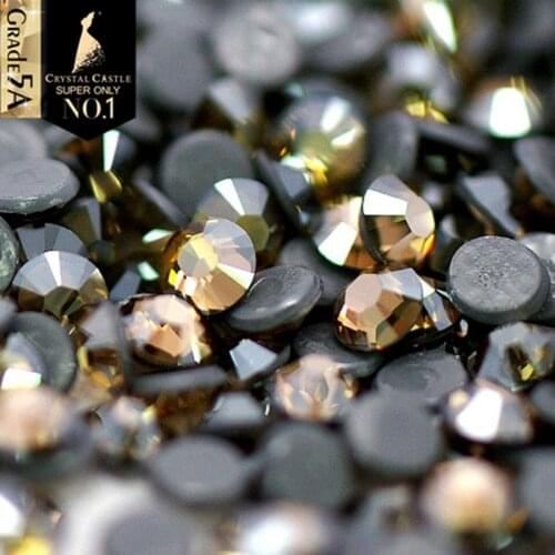 Crystal Castle 5A 2038 Hot Fix Strass Golden Shadow Iron On Stone Hotfix Crystal Glass Rhinestones For Clothes