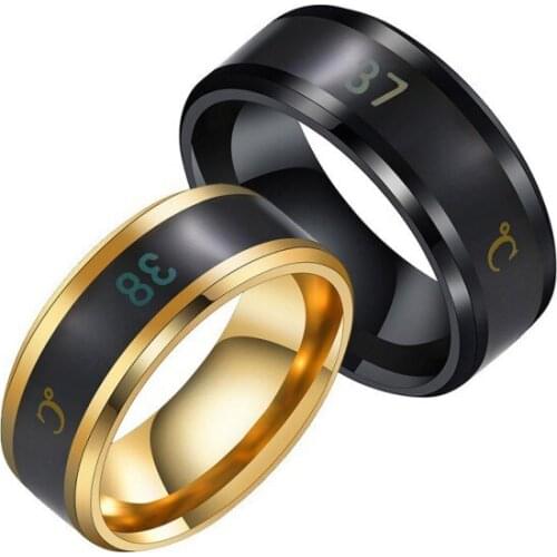 Temperature Ring Titanium Steel Intelligent Temperature Sensitive Rings for Men Women Finger Jewelry Accessories