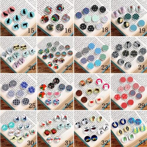 16mm MIX Different pattern Collection Round Wood Laser Cut Cabochon make Necklaces, Bracelets(WEH-MIXSS-1)