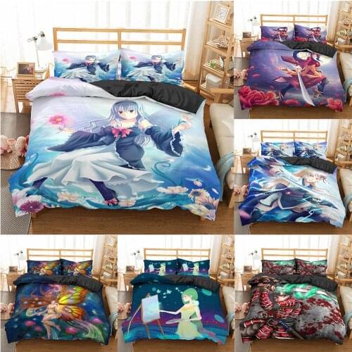 2021 Japanese Anime 3D Bedding Set Cartoon Girl Microfiber Single King Duvet Cover Comforter Cover With 1/2 Pillowcases Suits