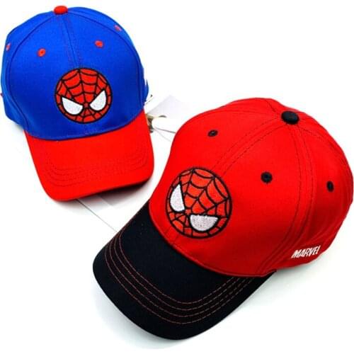 Korean version of the new childrens hat spring and autumn baby baseball cap cartoon Marvel color matching spiderman wholesale