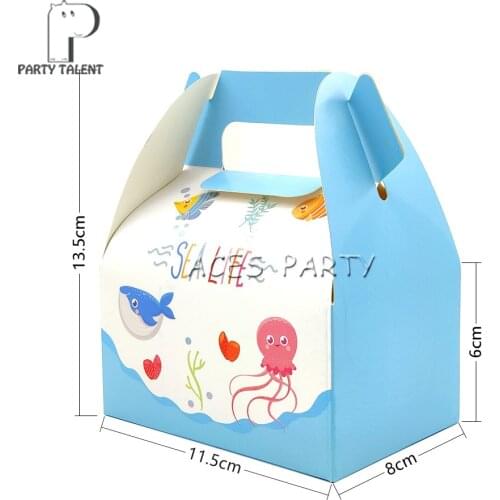 8pcs/lot Candy Box Cake Box Gift Box for Kids Sea Life Sea World Marine Animal Theme Party Baby Shower Party Favor Supplies