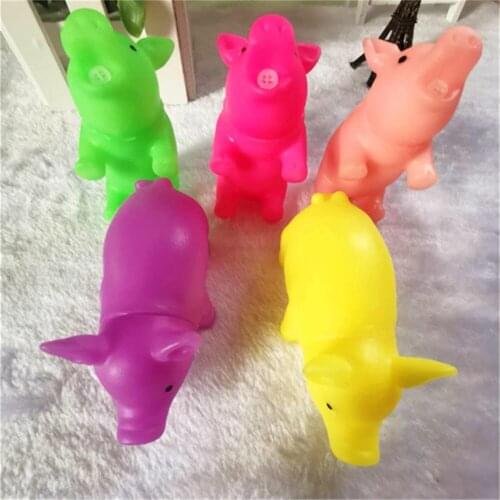 Screaming Pig Dog Rubber Toy Colorful Squeak Training Chew Molar Funny Teasing Sound Squeeze Cute Pet Clean Teeth Play Voice Toy