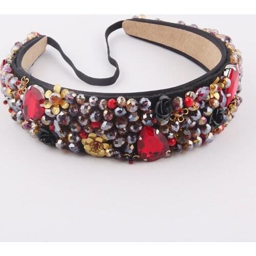 Heavy industry crystal metal flower headband New Baroque inlaid rhinestone crystal particles heavy industry hair accessories 727