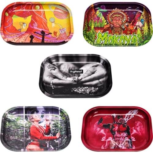 The New metals Tobacco Rolling Tray Storage Plate Grinder Cigarette Container Tray Ashtrays Cigarette Accessories