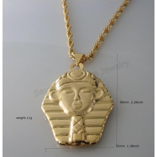 Min order 10$/ CAN MIX DESIGN - YELLOW GOLD GP FILL BRASS 24" ROPE NECKLACE&EGYPT Pharaoh PLAIN SURFACE VIVID LOOKING PENDANT