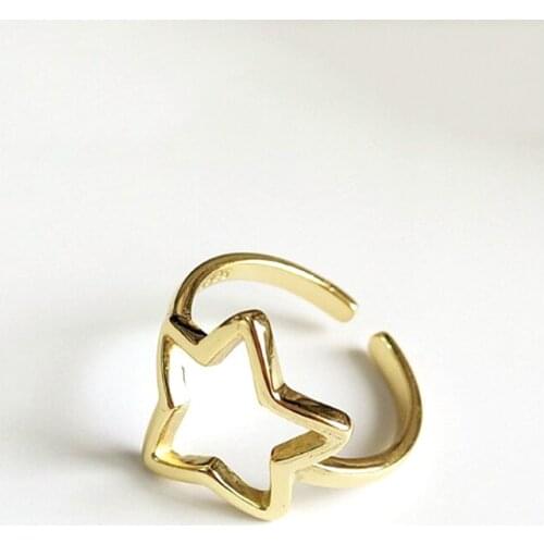MLKENLY Star Shape Gold Color Open Ring Finger Ring For Women Statement Adjustable Ring Wholesale