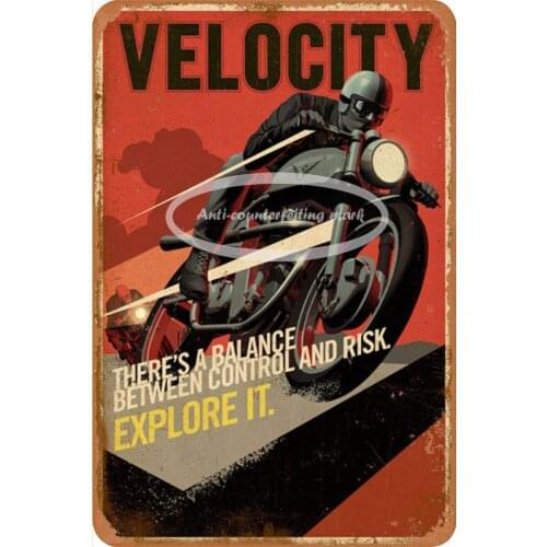 Moto Velocity Explore it Metal Tin Sign NonFading Vintage Retro Art Poster for Store, Bar, Home Decoration 12x8 INCH