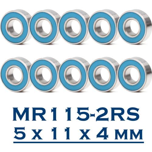 MR115RS Bearing ABEC-3 (10PCS) 5X11X4 mm Miniature MR115-2RS Ball Bearings Blue Sealed MR115 2RS Bearing