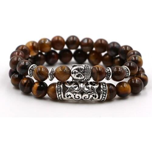 2pcs set Yoga Jewelry Mens Beaded Bracelet Fashion Lava Buddhist Buddha Meditation Prayer Bead Bracelets Bangle