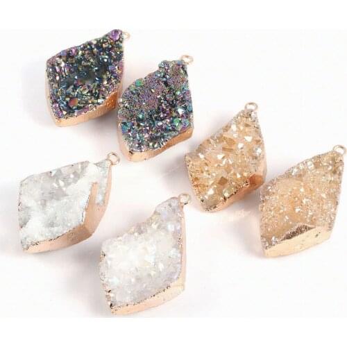 Natural Stone Fashion irregular Colorful Crystal Pendantsr DIY bracelet necklace charm jewelry making size 31X57X15MM