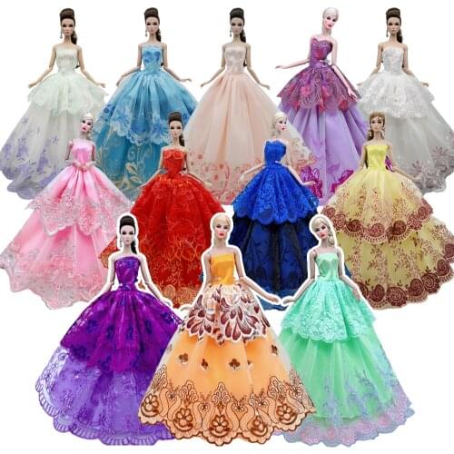 NK Newest Fashion Princess Doll Wedding Dress Noble Party Gown For Barbie Doll Accessorie Fashion Design Outfit Gift JJ