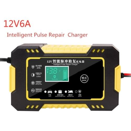 New! 12V 6A Intelligent Car Motorcycle Battery Charger For Auto Moto Lead Acid AGM Gel VRLA Smart Charging Digital LCD Display