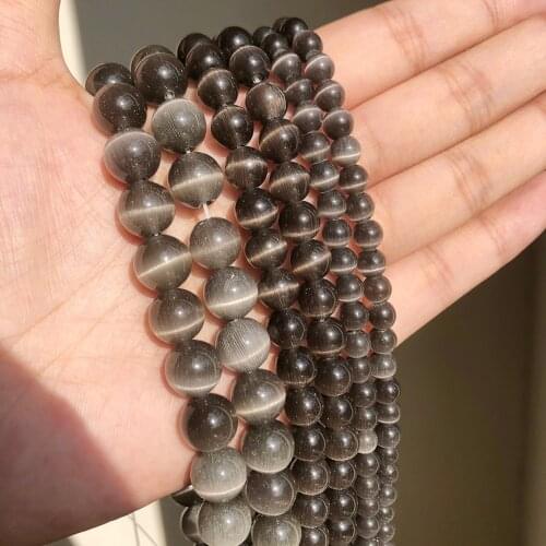 Wholesale Gray Cat Eye Beads Natural Stone Beads Jewelry Round Loose Spacer Beads for Jewelry Making 4/6/8/10mm