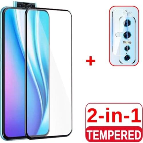 Vivo V17 V15 Pro S1 2019 V11 V11i V9 Full Tempered Glass Full Coverage Full Glue Screen Protector Glass + Camera Lens Protector