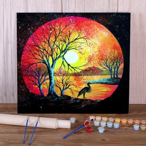 Natural Scenery Sunset Magic Coloring By Numbers Painting Kit Acrylic Paints 40*50 Oil Painting Loft Picture Handicraft