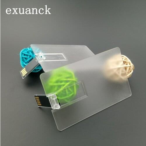 Exuanck Transparent Card 1 side Print Logo Usb 2.0 Sticks Custom 4-32GB Flash Pen Drive Disk (Over 20pcs Free Logo )
