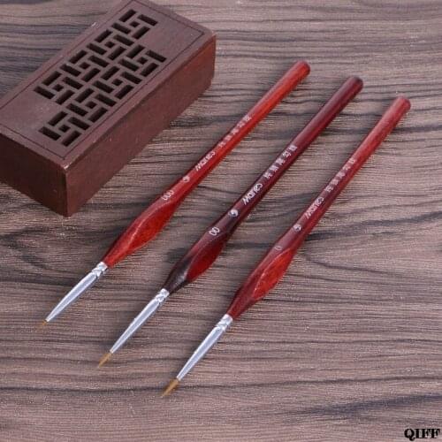 Drop Ship&Wholesale 3Pcs Miniature Paint Brushes Professional Wolf Hair Fine Detailing 0~000 APR29