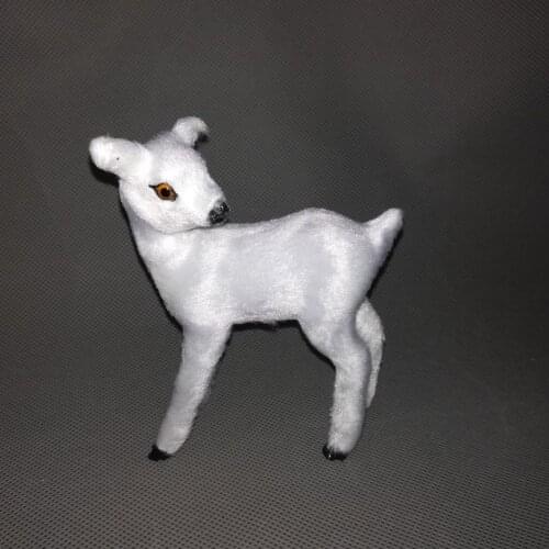Real life toy 12x10cm white sika deer model polyethylene&furs deer turn head back model home decoration props ,model gift h0849