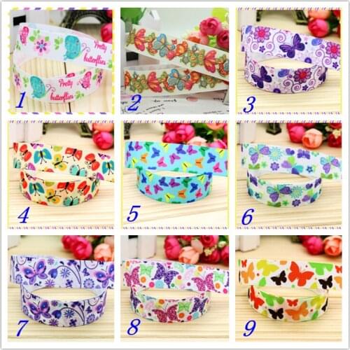 7/8'' Free shipping butterfly printed grosgrain ribbon hairbow headwear party decoration diy wholesale OEM 22mm S267
