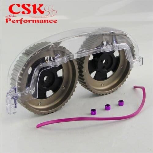 Cam Gear Pulley + Cam Cover Fit For Mitsubishi EVO 1-3 Eclipse DSM 4G63 92-95 Black