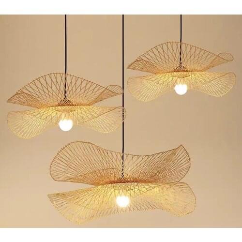 Modern Black Wood E27 Bulb Bamboo Pendant Light Norbic Home Deco Bamboo Weaving Wooden Pendant Lamp