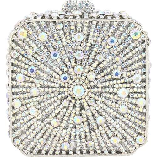 Bag For Women Ladies Crystal Clutches Small Square Box Evening Bags Purse for Party Prom Wedding Handbags