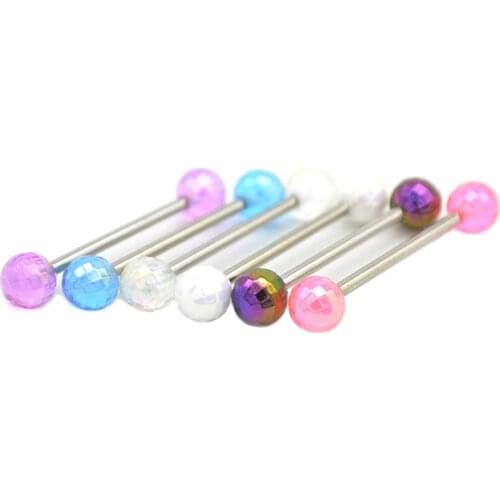 Bling Tongue Bar Barbell Belly Button Navel Ring Nipple Fashion Body Piercing Jewelry 14G Wholesale Rainbow