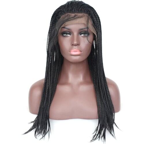 Vogue Queen 1b Micro Braided Synthetic Lace Front Wig High Temperature Fiber Daily Wearing For Women