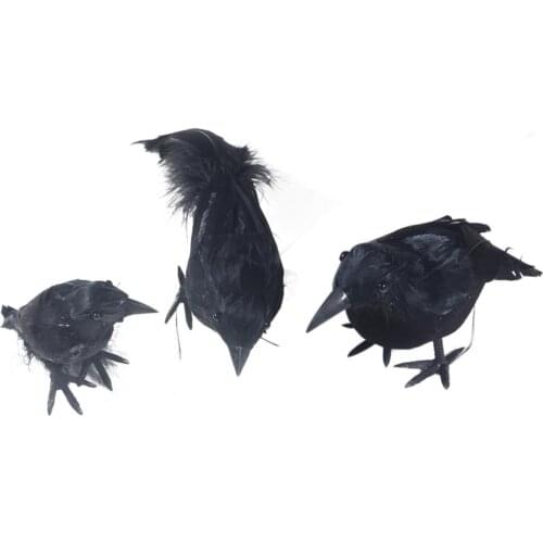 Halloween Raven Statue Decor Crow Bird Sculpture Figure Ornaments Halloween Party Prop Crow Decoy Outdoor Garden Lawn Decoration