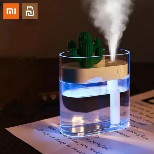 XIAOMI Clear Cactus Ultrasonic Air Humidifier 160ML Color Light USB Air Purifier Anion Mist Maker Water Atomizer Humidifiers