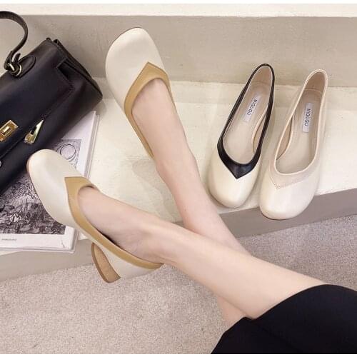 2021 Plus Size elegant square toe woman pumps solid slip on grandma shoes tacones femme thick med-high heels shoes women office
