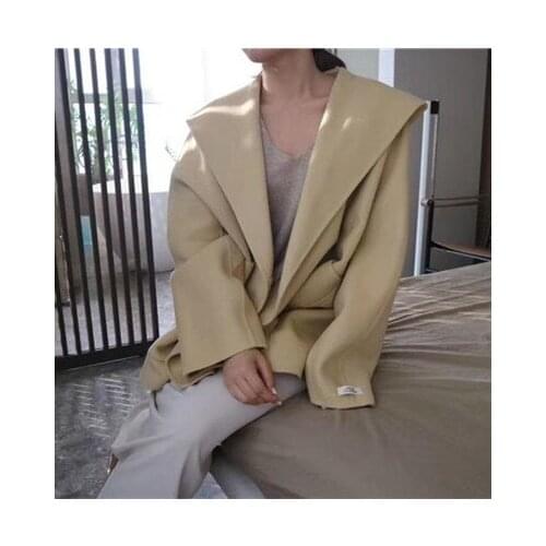 Women Coat Wool 2018 New Fashion High Quality Handmade Woolen Outerwear Korean