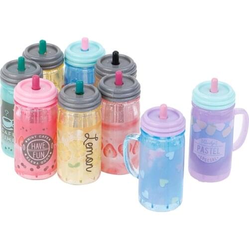 1:12 Dollhouse Mini Drink Juice Cup Miniature Accessories Bottle Gifts Resin Fruit Tea Cup Simulation Drinks Model Toys