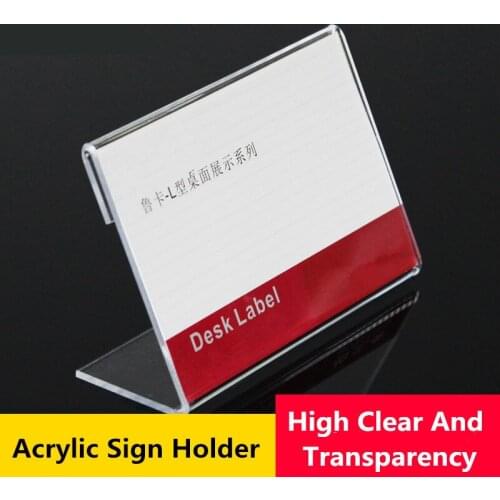 10pcs 7*10cm Acrylic Transparent Display Stand Desk Sign Label Frame Price Tag Display Business Card Holders