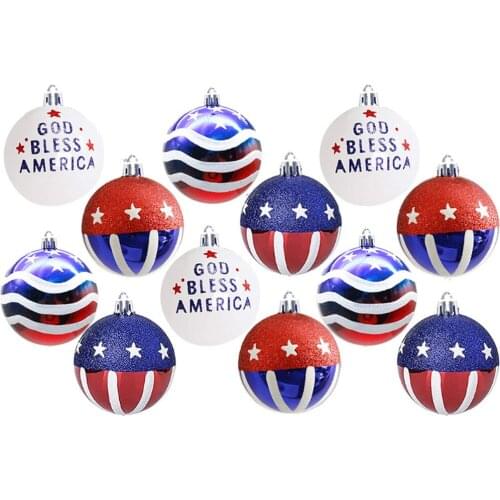12PCS 60mm July 4th tree decoration American Flag Painted Christmas Ball Independence Day merican Independence Day Decorations