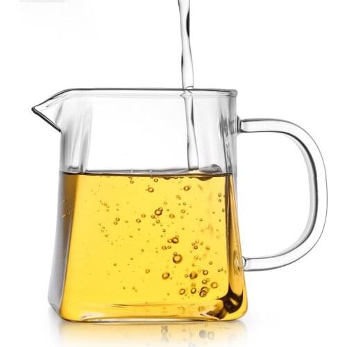 350ml Heat-resisting Clear Glass Fair Cup Cha Hai,Handmade Chinese Kung Fu Tea Cups Teaset Gongdao Bei Tea Pitcher With Handle