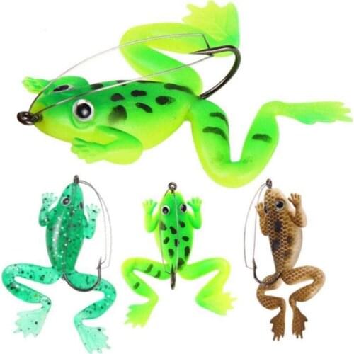 4pcs/set 6cm/5.2g Fishing Lure Artificial Fishing Silicone Bait Frog Lure with Hook Frog Lures Fishing Tackle Bionic Hook
