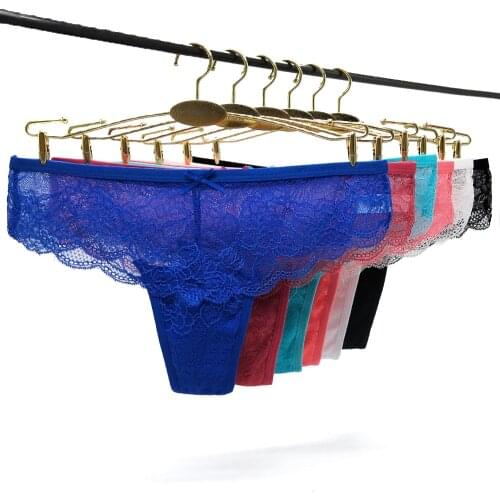 6 Pcs/Lot Ladies Solid Lace Thong Panties Women Underpants Transparent Sexy Lingerie Femme G-String Panty Underwear Low Waist