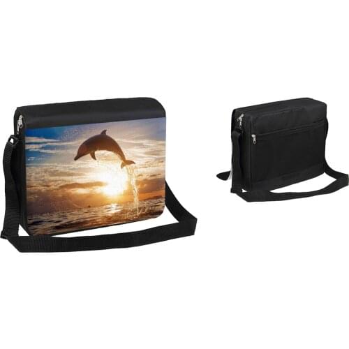 MERCHANDMANIA large shoulder bag DELFIN sunset ocean sea cover portable bag zipper personalized gift offer