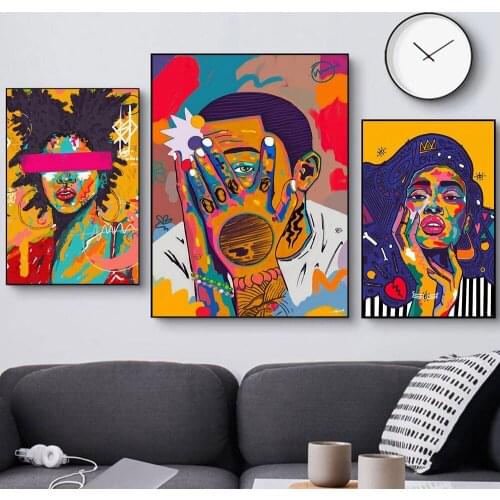 Color Graffiti Art Boy Girl Comics Fashion HD Posters Modern Beauty Prints Nordic Bedroom Canvas Painting Decor Woman Pictures