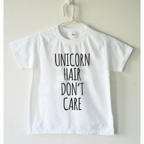 Unicorn hair don't care Kids tshirt Boy Girl t shirt For Children Toddler Clothes Funny Tumblr Top Tees Drop Ship CZ-48