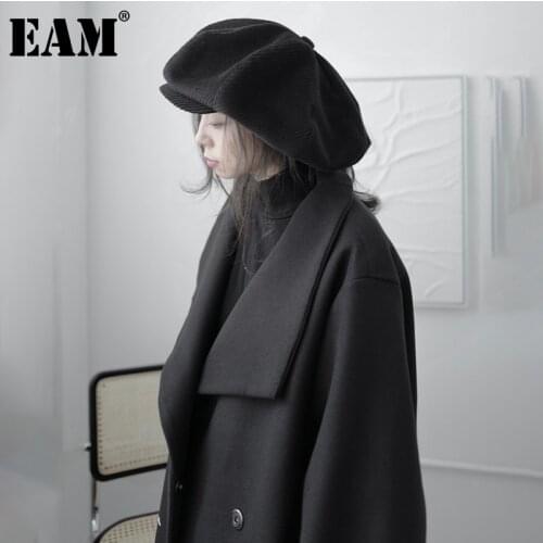 [EAM] 2021 New Autumn Winter Dome Casual Solid Round Dome Temperament Fishermen Hat Women Fashion Tide All-match 1DD0205