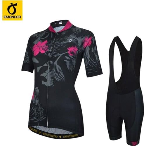 EMONDER Womens Cycling Jersey Sets Breathable MTB Bike Clothing Short sleeve clothes High quality Ropa Ciclismo