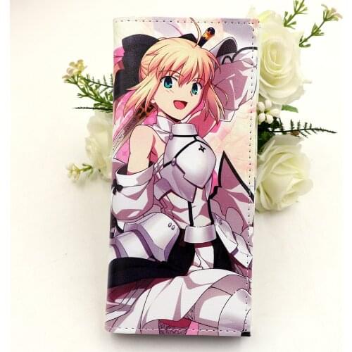 Fate Stay Night Colorful Anime Long Wallet Multi-card Holder Purse with Internal Zipper Pocket